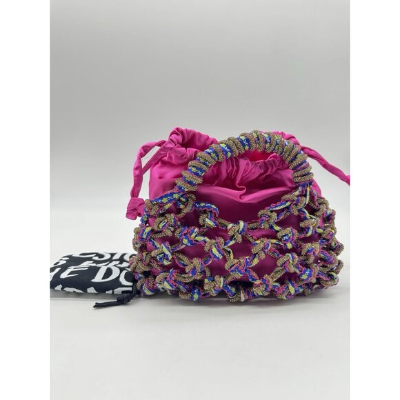 KURT KEIGER London Macrame crystal net mini bag + Dust bag Pink - Picture 9 of 10